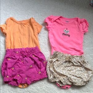4 pc baby girl summer onesie and short set